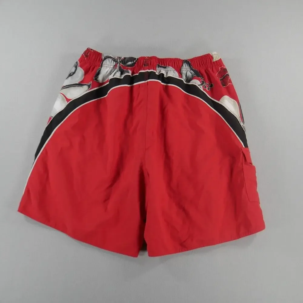 Quiksilver Edition Red Floral Mesh Lined Swim Trunks Mens Size XL With Tag